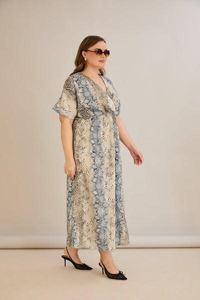 Rochie de vara marime mare cu decolteu in V - nisip marin - 10681