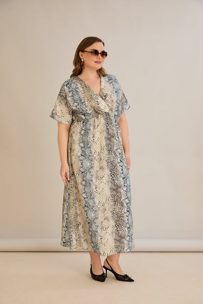 Rochie de vara marime mare cu decolteu in V - nisip marin - 10681