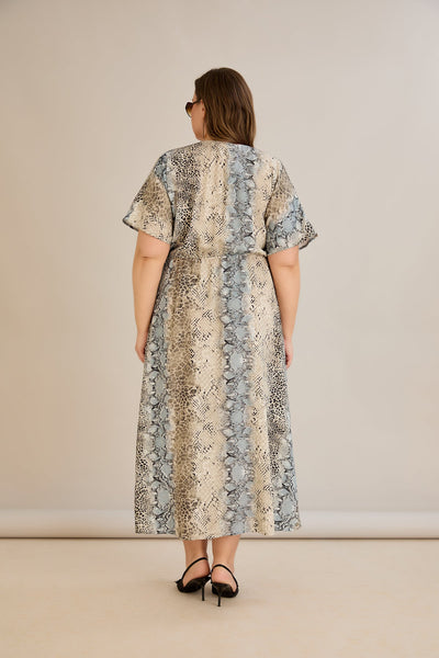 Rochie de vara marime mare cu decolteu in V - nisip marin - 10681