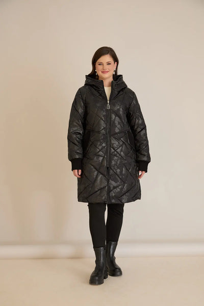 Geacă mărime mare matlasată cu croială în A – negru