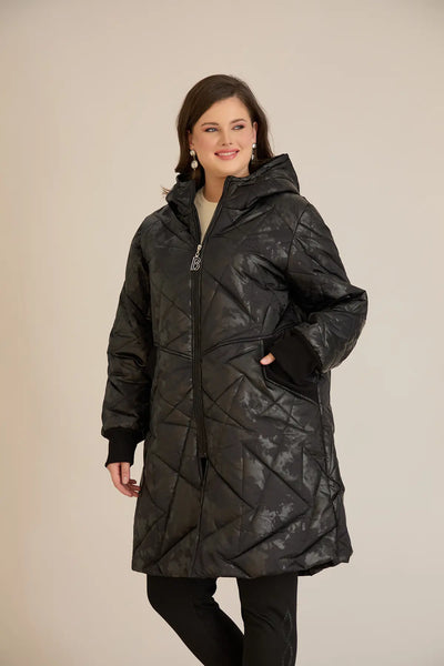 Geacă mărime mare matlasată cu croială în A – negru