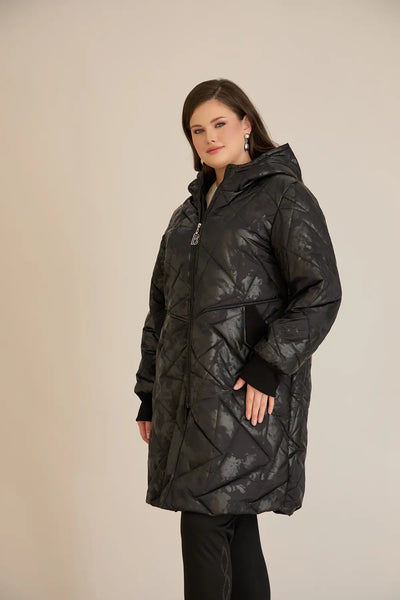 Geacă mărime mare matlasată cu croială în A – negru