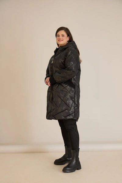 Geacă mărime mare matlasată cu croială în A – negru