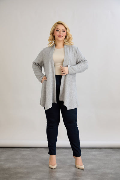 Cardigan marime mare din viscoza lame - gri