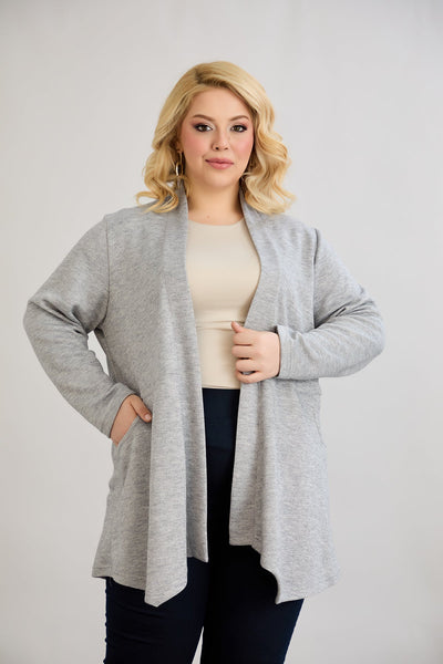 Cardigan marime mare din viscoza lame - gri