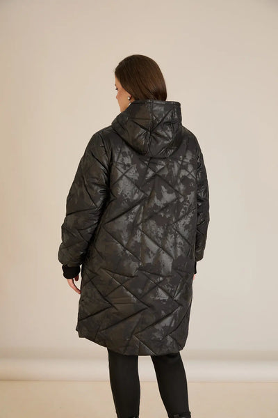 Geacă mărime mare matlasată cu croială în A – negru