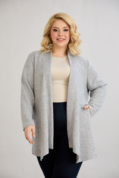 Cardigan marime mare din viscoza lame - gri