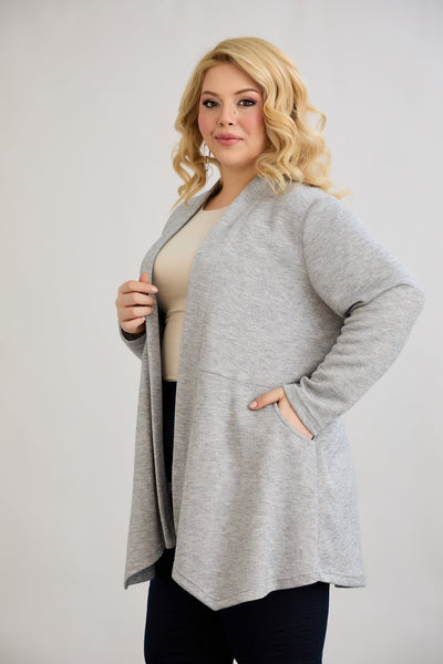 Cardigan marime mare din viscoza lame - gri