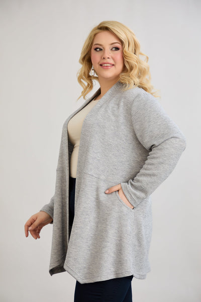 Cardigan marime mare din viscoza lame - gri