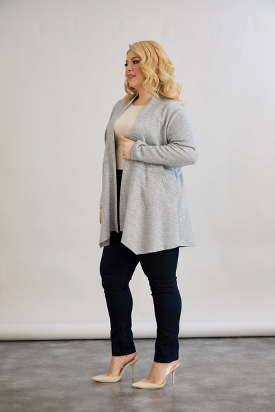 Cardigan marime mare din viscoza lame - gri