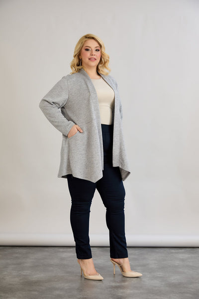 Cardigan marime mare din viscoza lame - gri