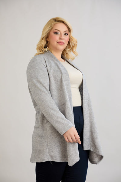 Cardigan marime mare din viscoza lame - gri