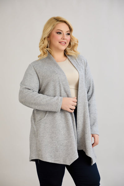 Cardigan marime mare din viscoza lame - gri