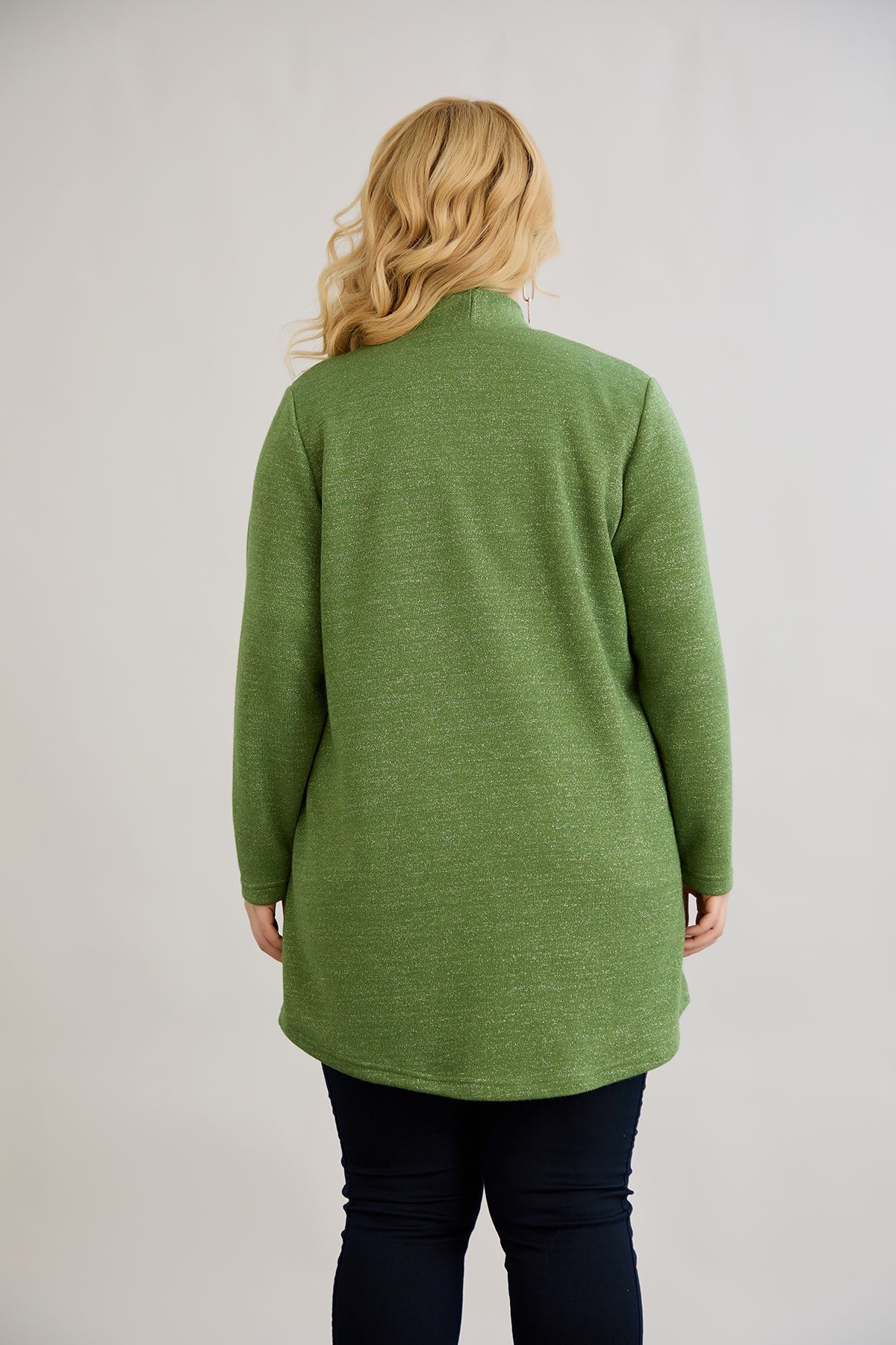 Cardigan marime mare din viscoza lame - verde