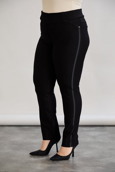 Pantalon marime mare retractabil Borisa cu margine din satin