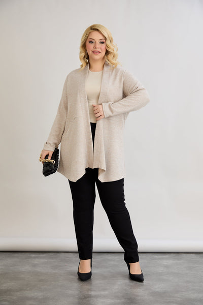 Cardigan marime mare din viscoza lame - bej