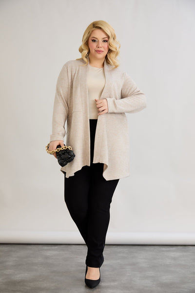 Cardigan marime mare din viscoza lame - bej