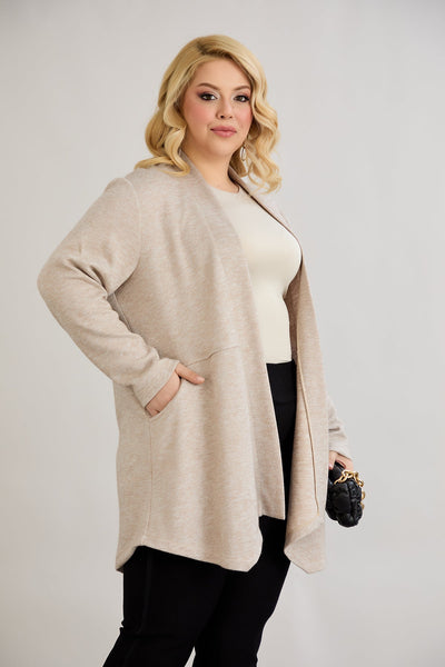 Cardigan marime mare din viscoza lame - bej