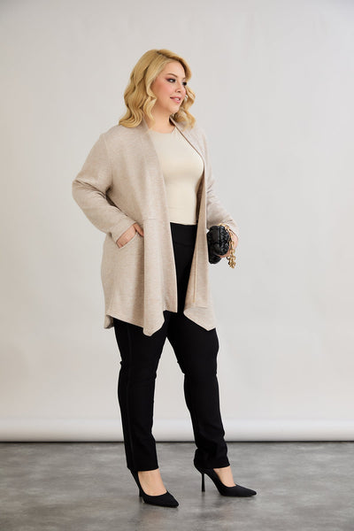 Cardigan marime mare din viscoza lame - bej
