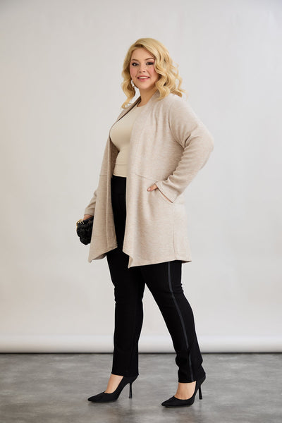 Cardigan marime mare din viscoza lame - bej