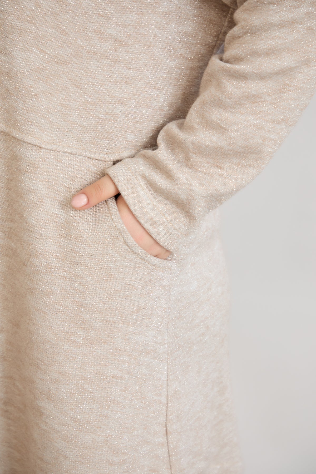 Cardigan marime mare din viscoza lame - bej