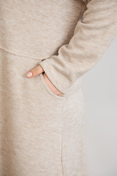 Cardigan marime mare din viscoza lame - bej