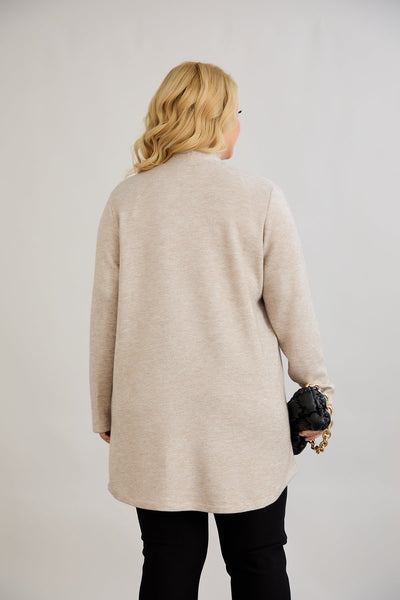 Cardigan marime mare din viscoza lame - bej