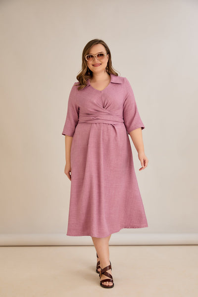 Rochie eleganta marime mare cu un design atractiv - roz prafuit
