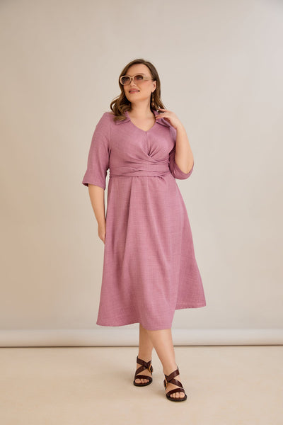 Rochie eleganta marime mare cu un design atractiv - roz prafuit