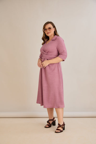 Rochie eleganta marime mare cu un design atractiv - roz prafuit