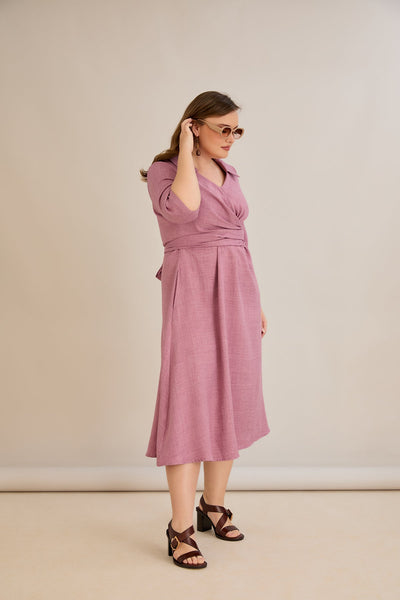 Rochie eleganta marime mare cu un design atractiv - roz prafuit