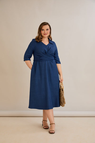 Rochie eleganta marime mare cu un design atractiv - albastru