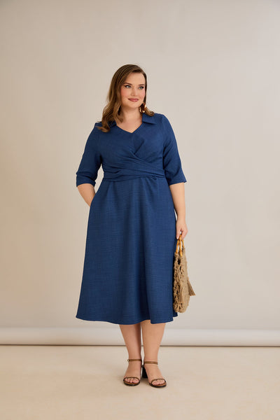 Rochie eleganta marime mare cu un design atractiv - albastru