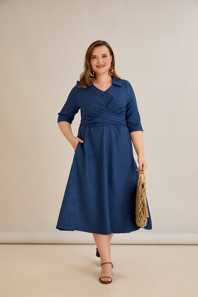 Rochie eleganta marime mare cu un design atractiv - albastru