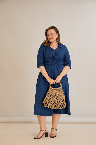 Rochie eleganta marime mare cu un design atractiv - albastru
