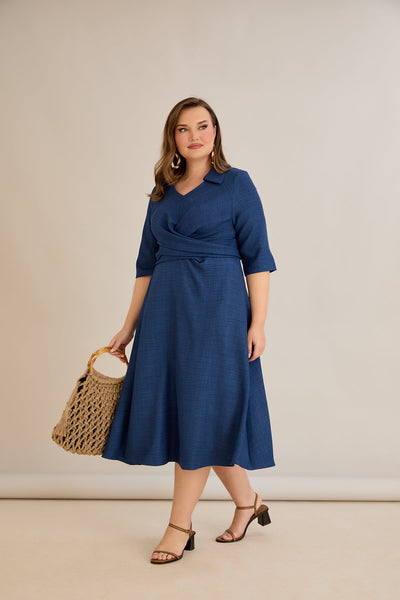 Rochie eleganta marime mare cu un design atractiv - albastru