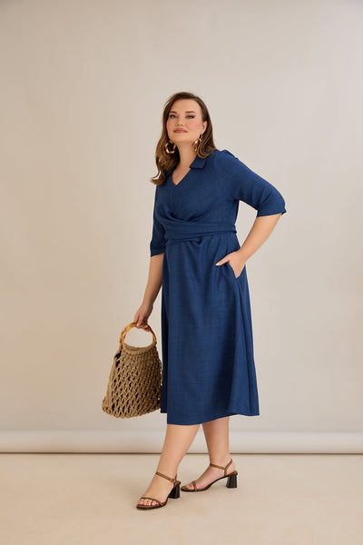 Rochie eleganta marime mare cu un design atractiv - albastru