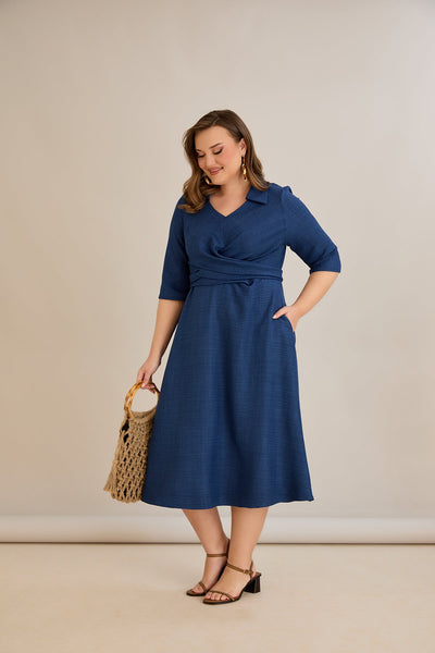 Rochie eleganta marime mare cu un design atractiv - albastru
