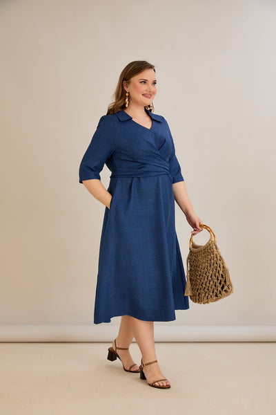 Rochie eleganta marime mare cu un design atractiv - albastru