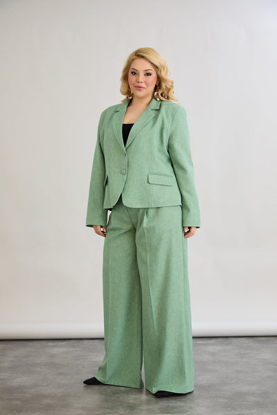Sacou marime mare modern scurt in-bumbac - verde