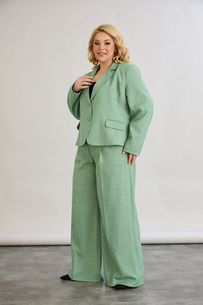 Sacou marime mare modern scurt in-bumbac - verde