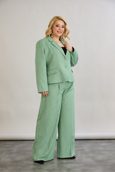Sacou marime mare modern scurt in-bumbac - verde