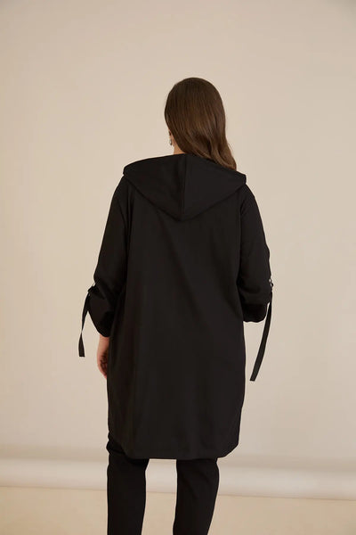 Blazer marime mare din bumbac cu gluga si buzunare Good Things