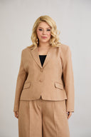 Sacou marime mare modern scurt in-bumbac - moca
