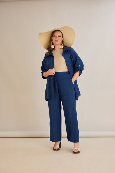 Compleu elegant marime mare cu pietricele delicate - albastru închis