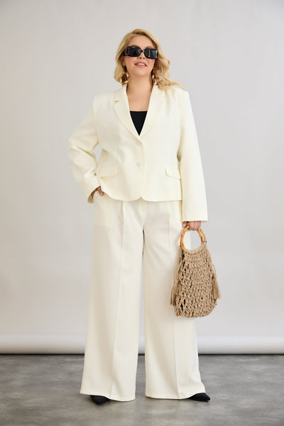 Sacou marime mare modern scurt in-bumbac - sampanie