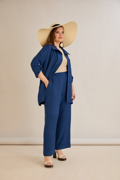 Compleu elegant marime mare cu pietricele delicate - albastru închis
