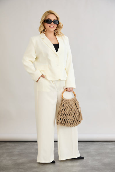 Sacou marime mare modern scurt in-bumbac - sampanie