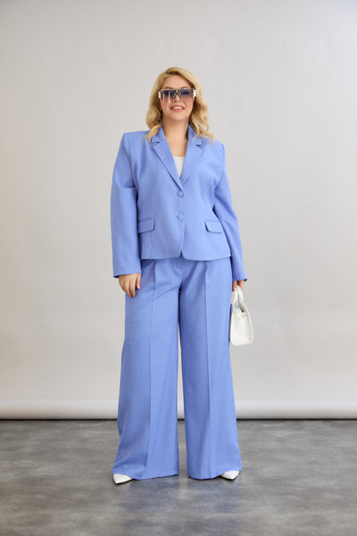 Sacou marime mare modern scurt in-bumbac - albastru