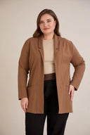 Blazer mărime mare sport-elegant fără închidere - camel